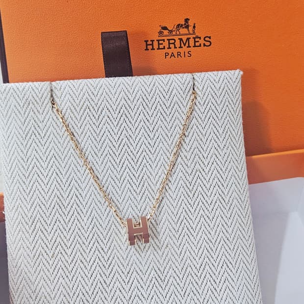 [상태최상] 에르메스 미니 팝아슈 목걸이 뉴골드 [정품/풀세트]