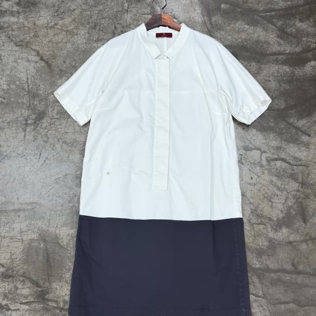 아이그너 컬러 블록 셔츠 드레스