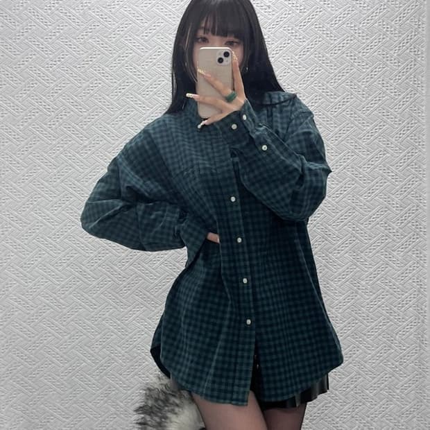 타미힐피거 컨트리 레트로 빈티지 오버핏 체크 셔츠 L C09897