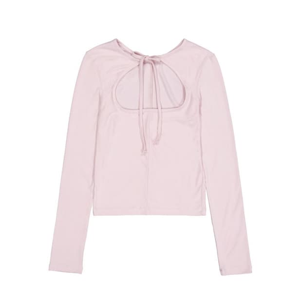 새상품) 페르트 pehrt 투웨이 리본 티셔츠 베이비핑크 아일릿 모카