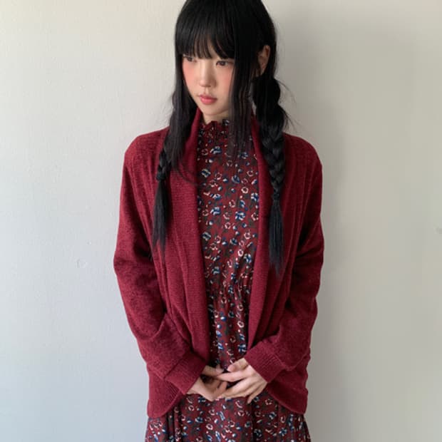 Robe loose cardigan(red)