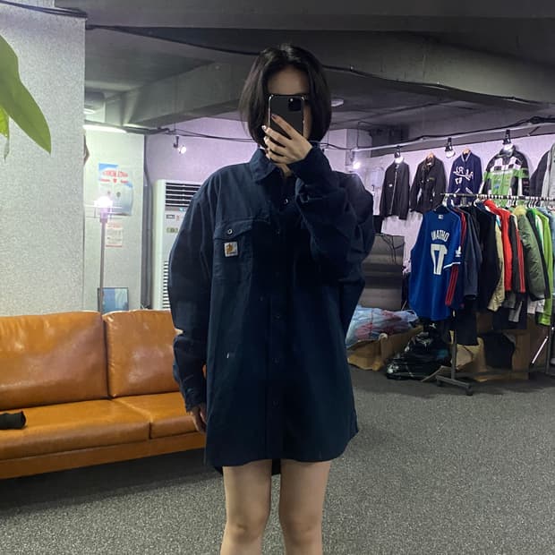 칼하트 포켓 네이비 워크 자켓 B2894