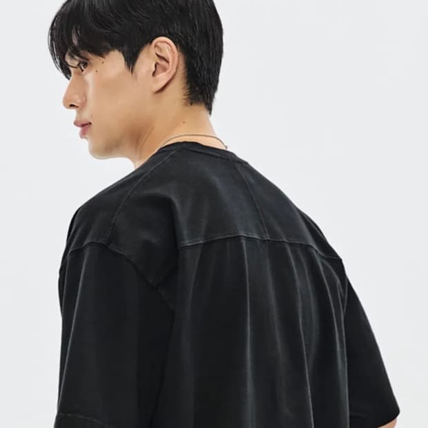 소버먼트 460G 컷 헤비 피그먼트 티셔츠(워시드 블랙)