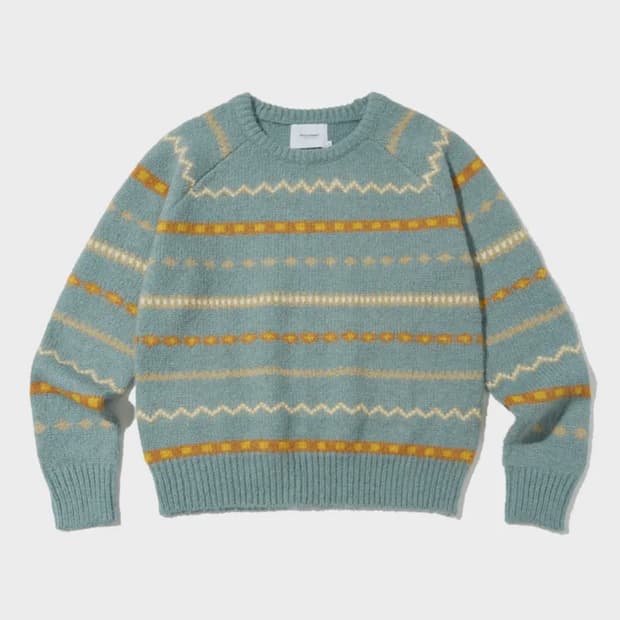아웃스탠딩_FAIR ISLE CREW NECK KNIT_BLUE