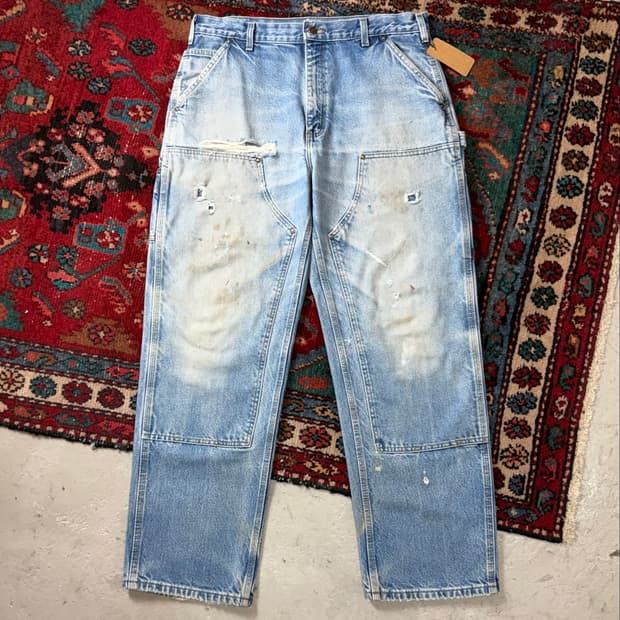 00's OG 칼하트 B07 더블니 팬츠 칼하트 데님 더블니 미친페이딩