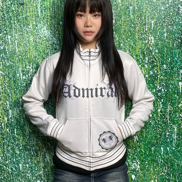 일본빈티지 y2k 레터링 화이트 져지 트랙탑 M 