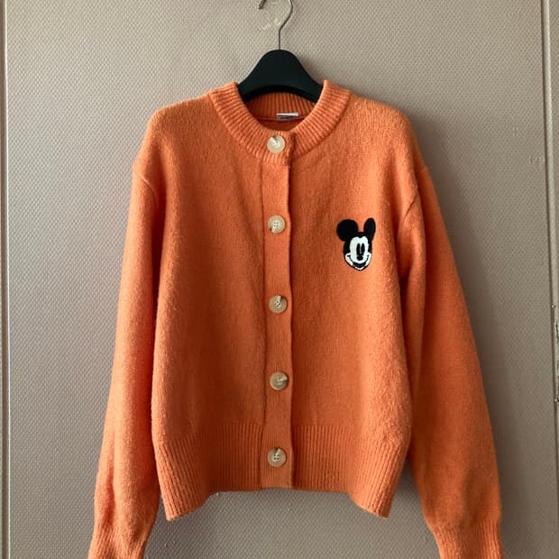 디즈니 미키 오렌지 니트 가디건 (FREE / 총장50 가슴50