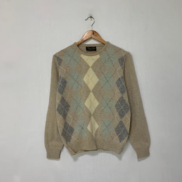 브룩스 브라더스 아가일 빈티지 니트 스웨터 베이지 36사이즈