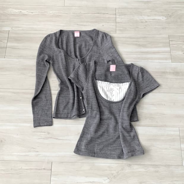 Lovley Grey Cardigan & Blouse Set