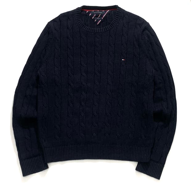 타미힐피거 네이비 케이블 니트  