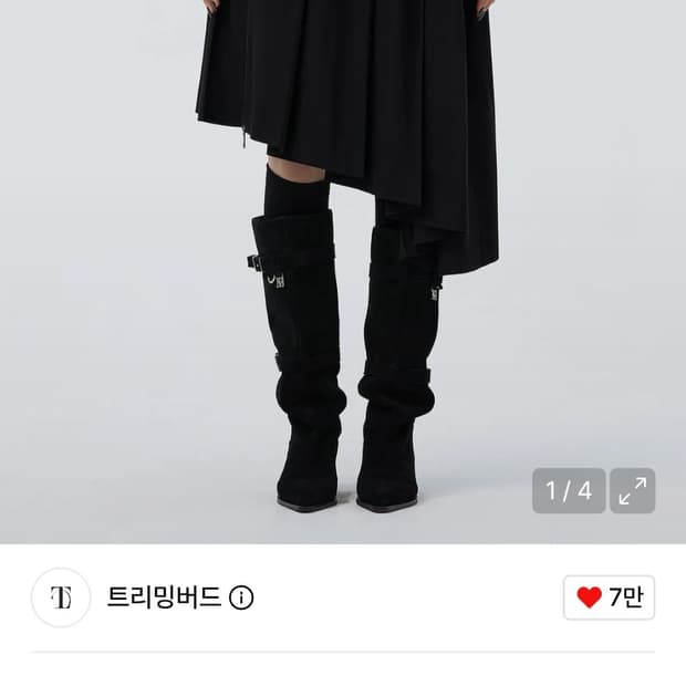 트리밍버드 Pleated Asymmetric Skirt [ Black ]