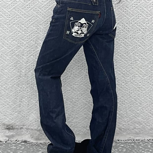 에비수 올드스쿨 오리엔탈 프린팅 데님팬츠 28인치 C10488