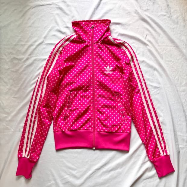 빈티지 핫핑크 도트 아디다스 져지