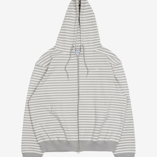 더콜디스트모먼트 TCM stripe hooded zip-up (grey/