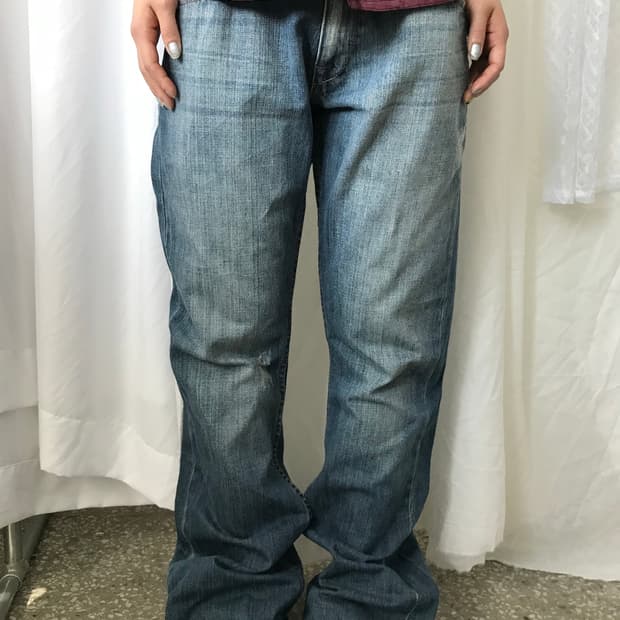 워싱 데님 팬츠 