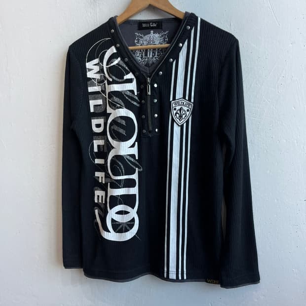 Wild life JPN 펑크 레이어드 골지 롱슬리브