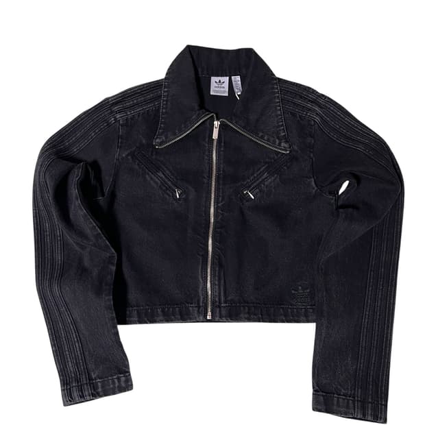 (새상품) 아디다스 블랙 데님 크롭 자켓 S