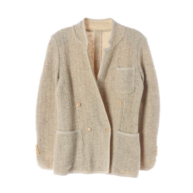 LANEROSSI 이탈리아 울 블렌드 헤링본 더블 자켓 42