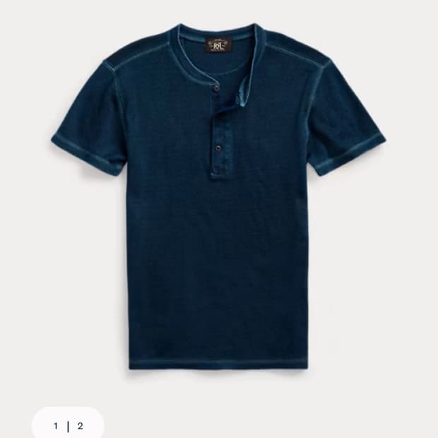 Rrl 더블알엘 와플 니트 숏 슬리브 헨리 셔츠