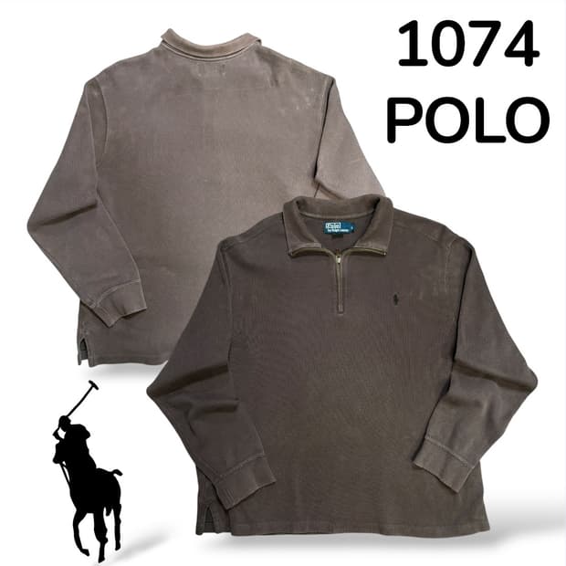 폴로 버건디 반집업 카라 롱슬리브 L