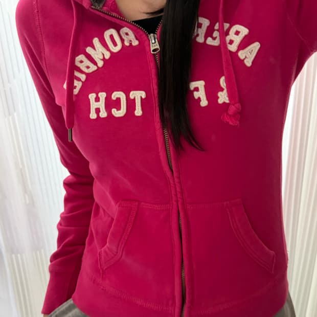 대장템 아베크롬비 핑크 후드집업 m