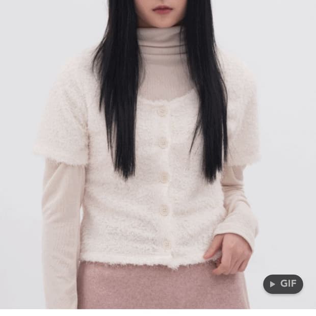 반팔 니트 퍼 가디건