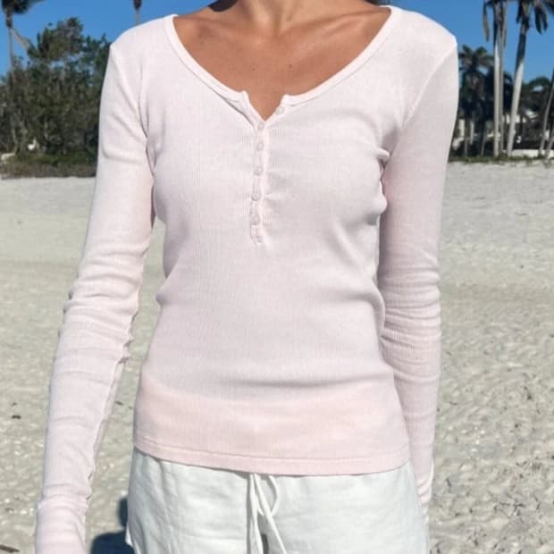 브랜디멜빌 젤리탑 핑크 긴팔티 롱슬리브 쓰리타임즈 클리시어