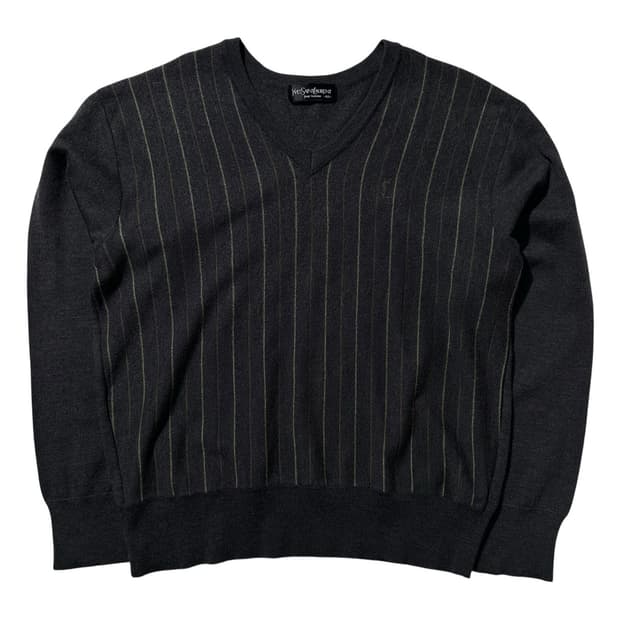 입생로랑 V넥 스트라이프 니트