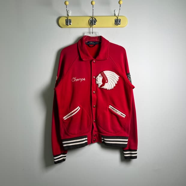 폴로 랄프로렌 인디언 뉴욕 코튼 바시티 자켓 M