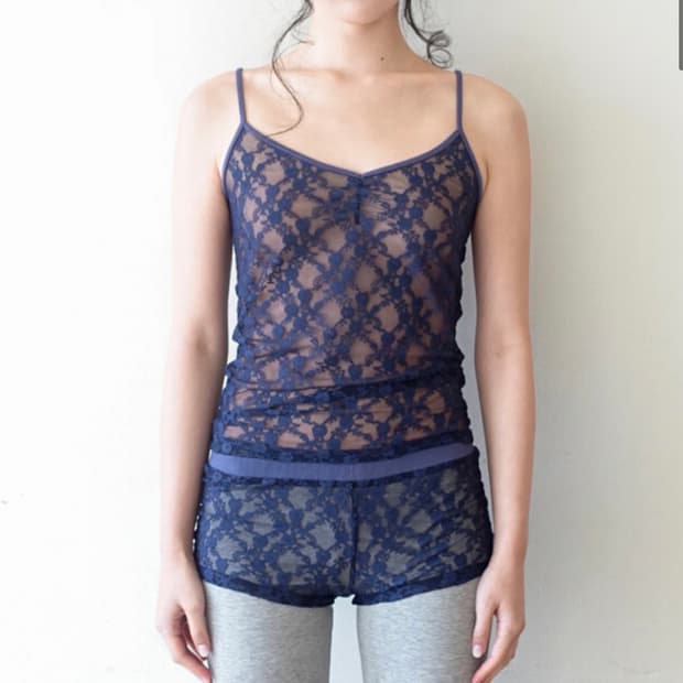 [fe.3] lace sleeveless (navy)