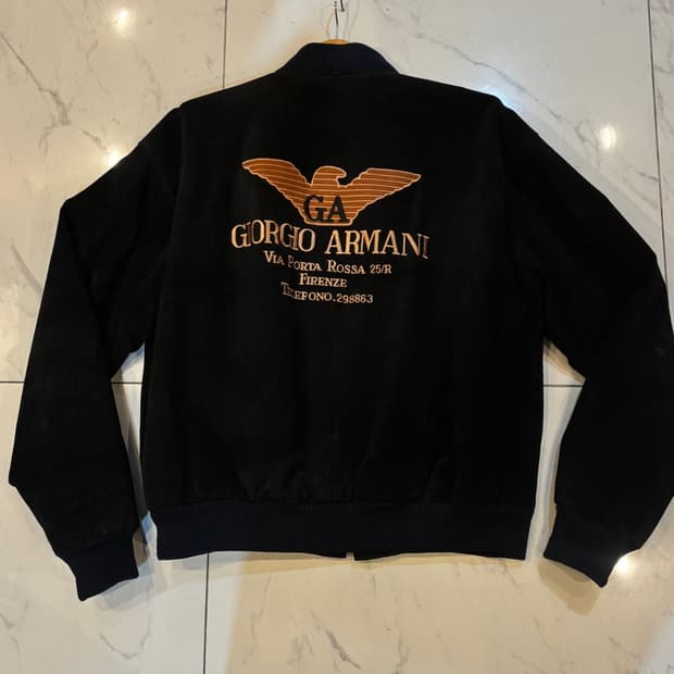 조르지오 아르마니 90’s 레더 블루종 블랙
