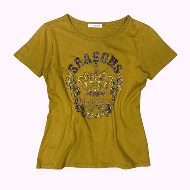 vintage printing khaki t-shirt