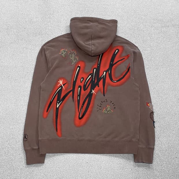 트래비스스캇 x 조던 캑터스잭 피그먼트 후드티 브라운