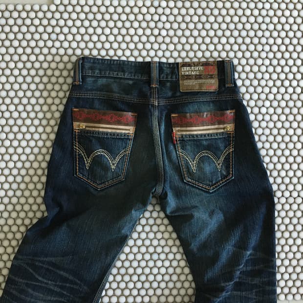 edwin) ethnic patch vintage jeans