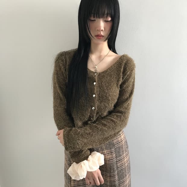 Beige fur cardigan