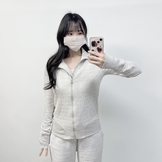 알마니 익스체인지 올오버 로고 집업 그레이