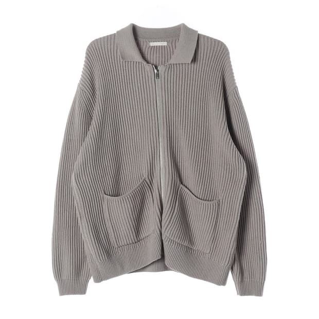 ZARA 리브드 코튼 블렌드 집업 가디건 L