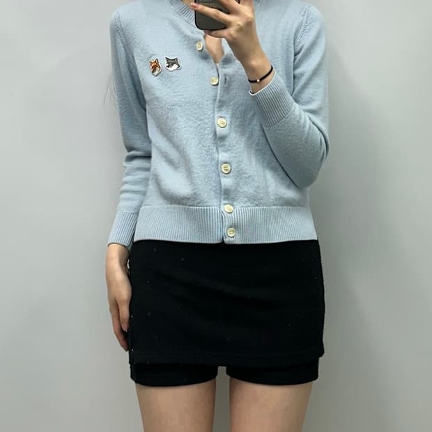 메종 키츠네 더블 폭스 헤드 패치 레귤러 가디건