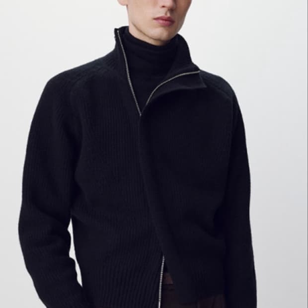 토니웩 사선 니트 집업 L