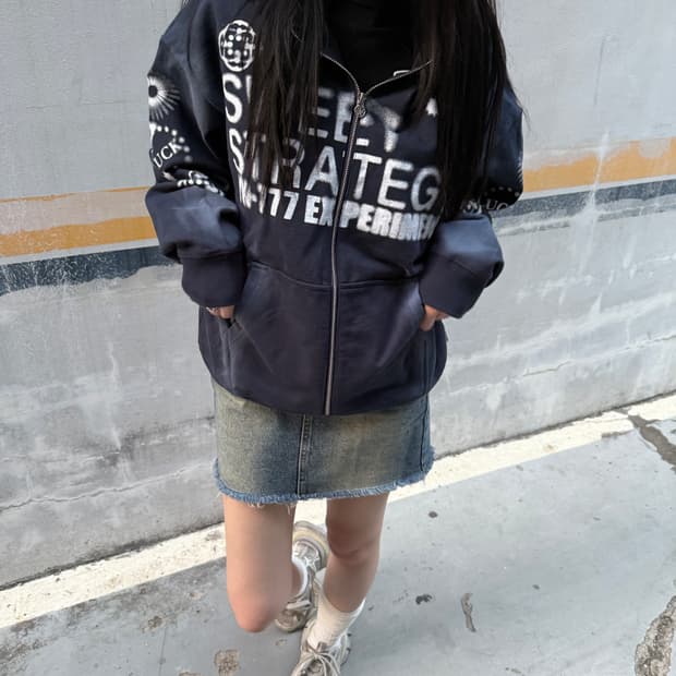 유희 그래픽 후드집업