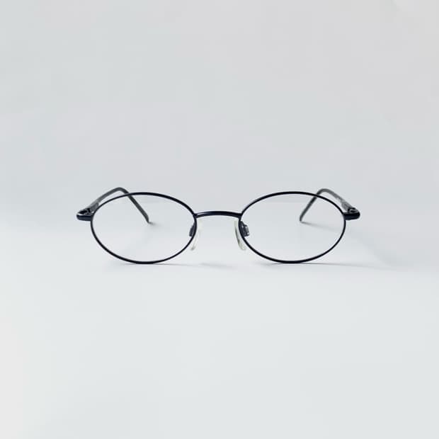 [픽키-696] 딥블루 메탈 풀프레임 안경 슬림 오벌 프레임 미니멀