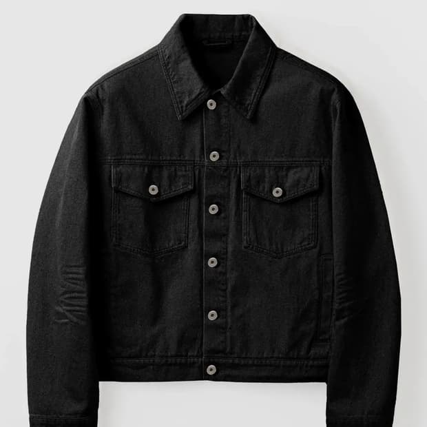 쿠어 엠보 워시드 데님 트러커 블랙 M사이즈