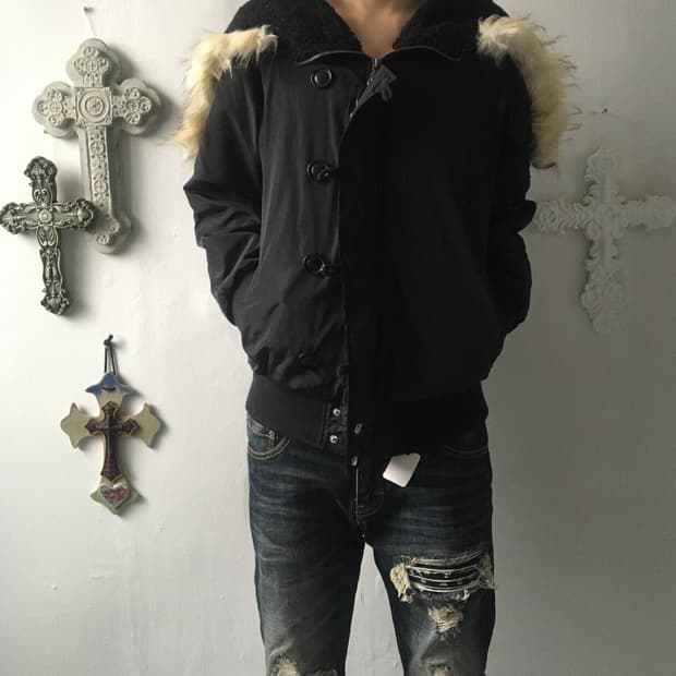 Fake fur hood jacket