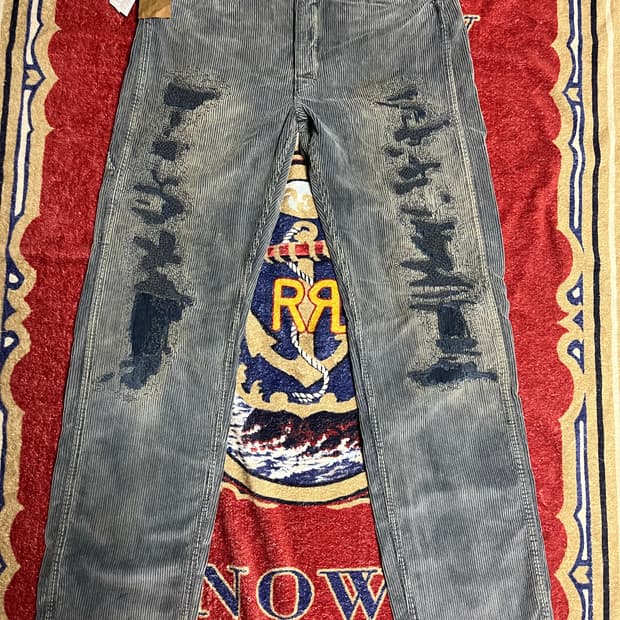 RRL 스트레이트핏 디스트레스트 코듀로이 팬츠 더블알엘
