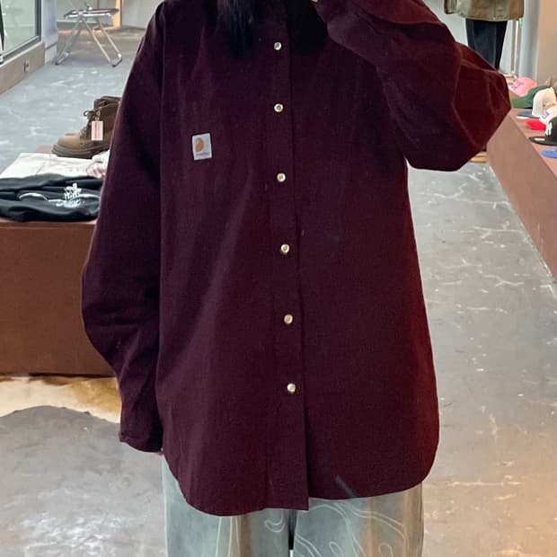 칼하트 버건디 포켓 워크 셔츠 H1717