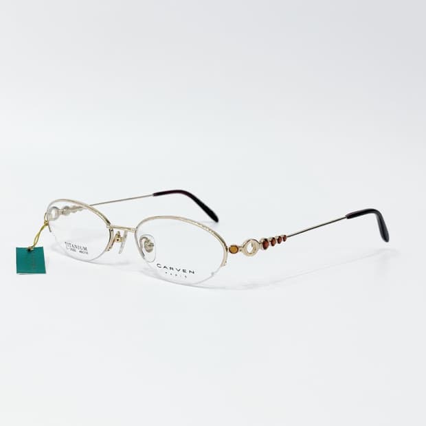 키지클럽 CARVEN 골드 링 오렌지 스톤 반무테 데드스탁 빈티지안경