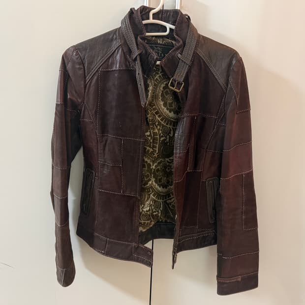 일본 빈티지 스웨이드 패치 가죽 자켓