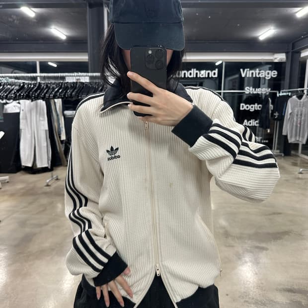 아디다스 와플 투웨이 아이보리 집업