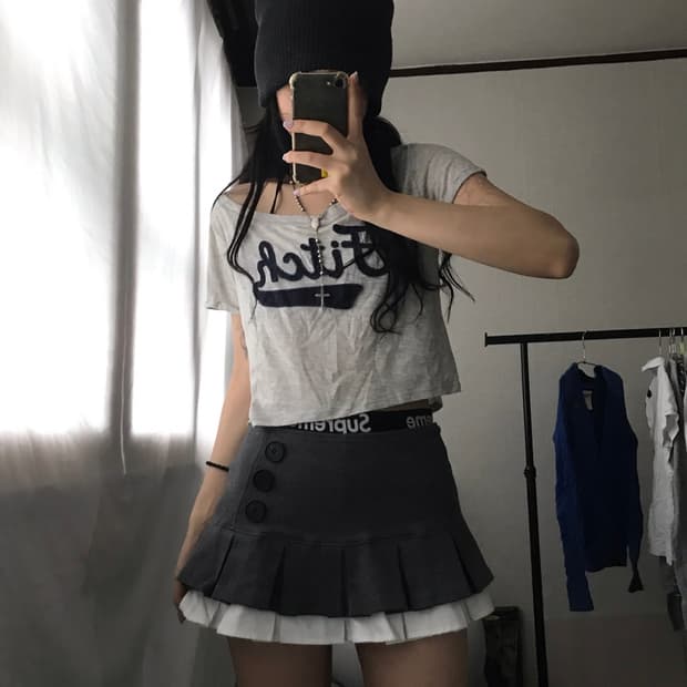 아베크롬비 그레이 반팔티셔츠
