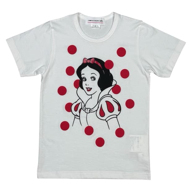 2018 꼼데가르송 x 디즈니 백설공주 폴카닷 반팔 티셔츠
